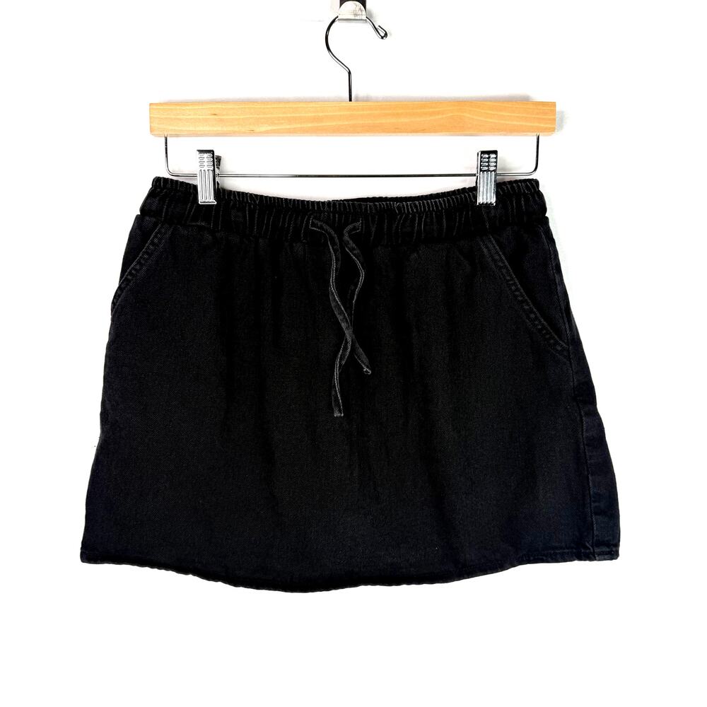 Asos Design Black Denim Drawstring Mini Skirt 8